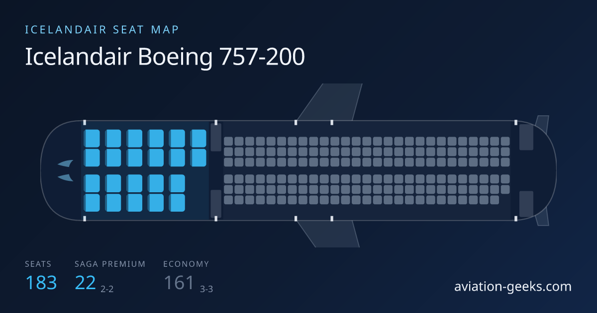 Icelandair Boeing 757-200 cabin layout