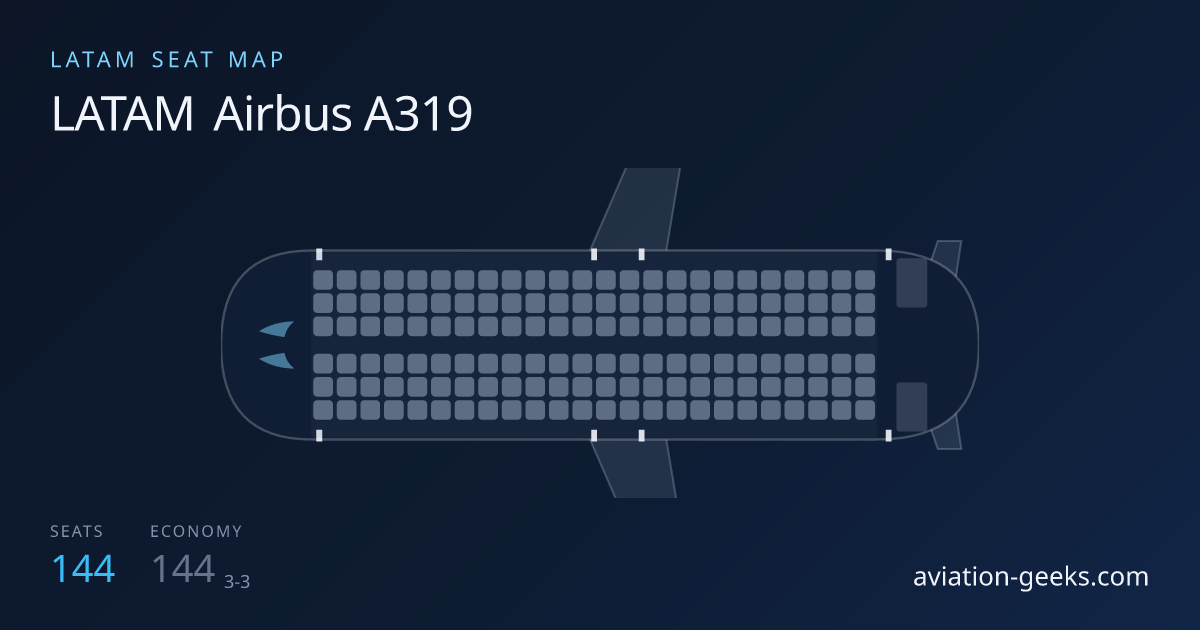 LATAM Airbus A319 Seat Map: Economy Layout (144 seats) | Aviation Geeks